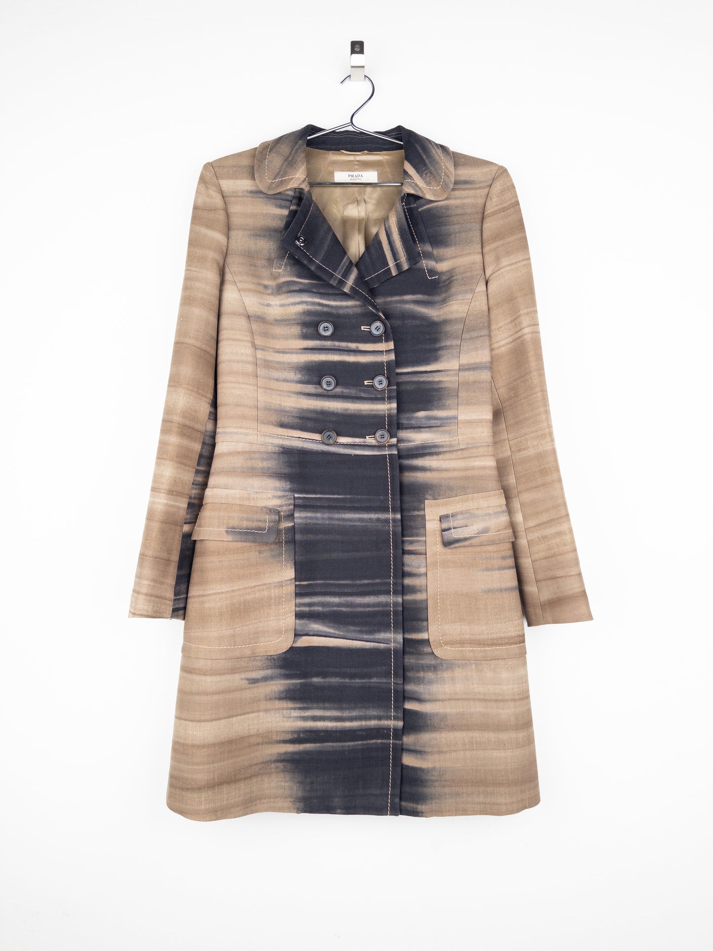 Prada AW04 Sample Double Breasted Tie Dye Coat