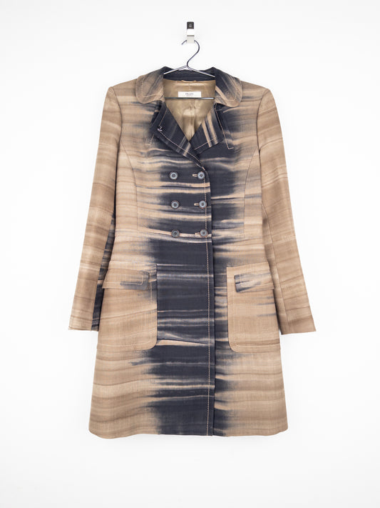 Prada AW04 Sample Double Breasted Tie Dye Coat