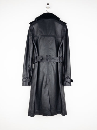 Saint Laurent AW20 Double-Breasted Shearling Leather Trench Coat