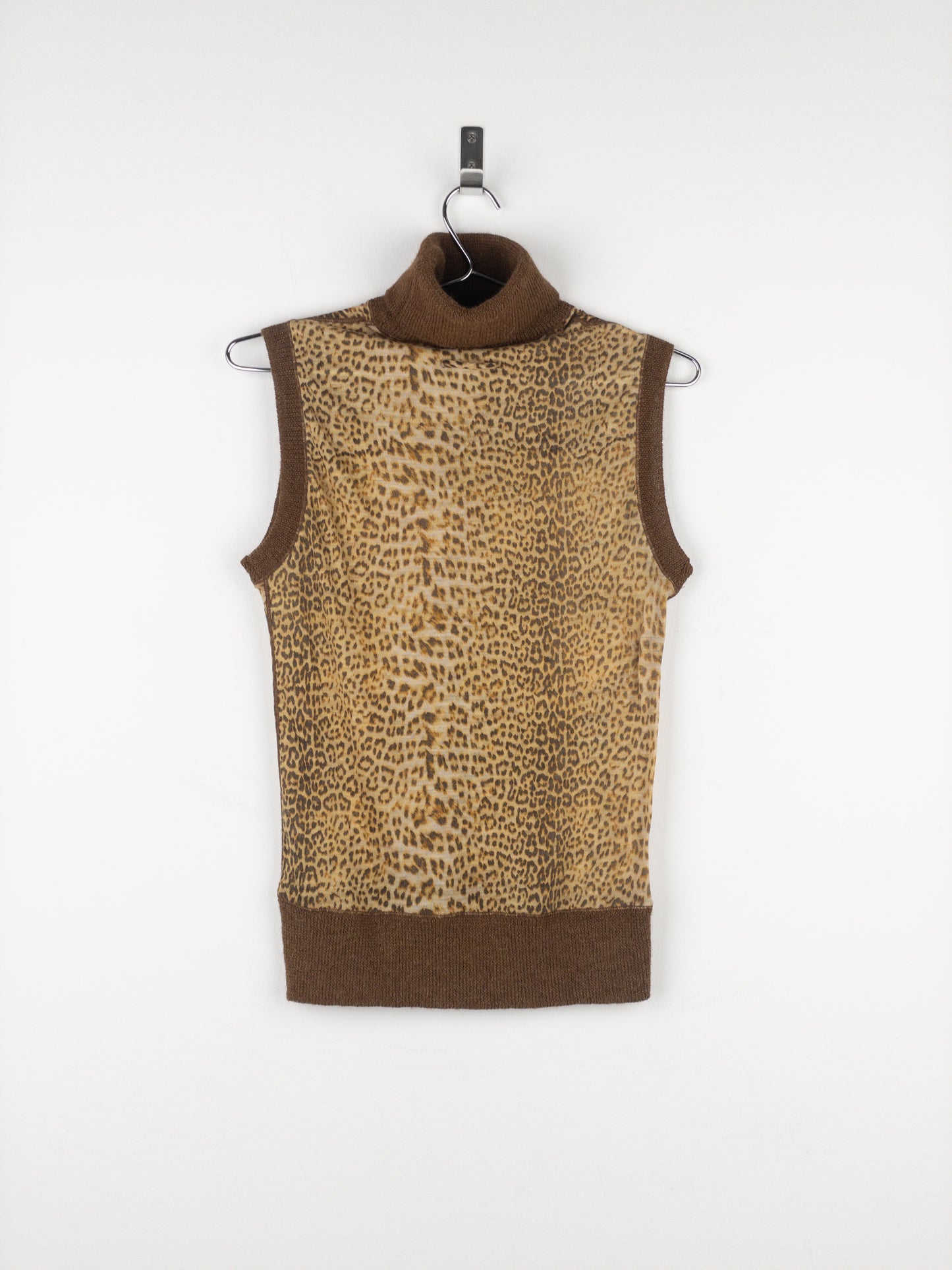 Jean Paul Gaultier AW98 Leopard Knit Mesh Turtleneck Vest Top