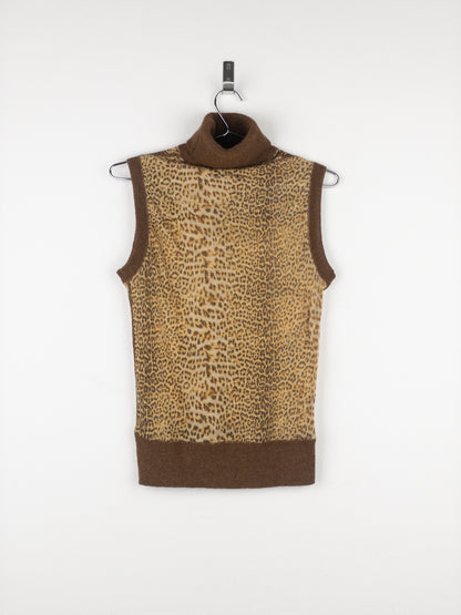 Jean Paul Gaultier AW98 Leopard Knit Mesh Turtleneck Vest Top