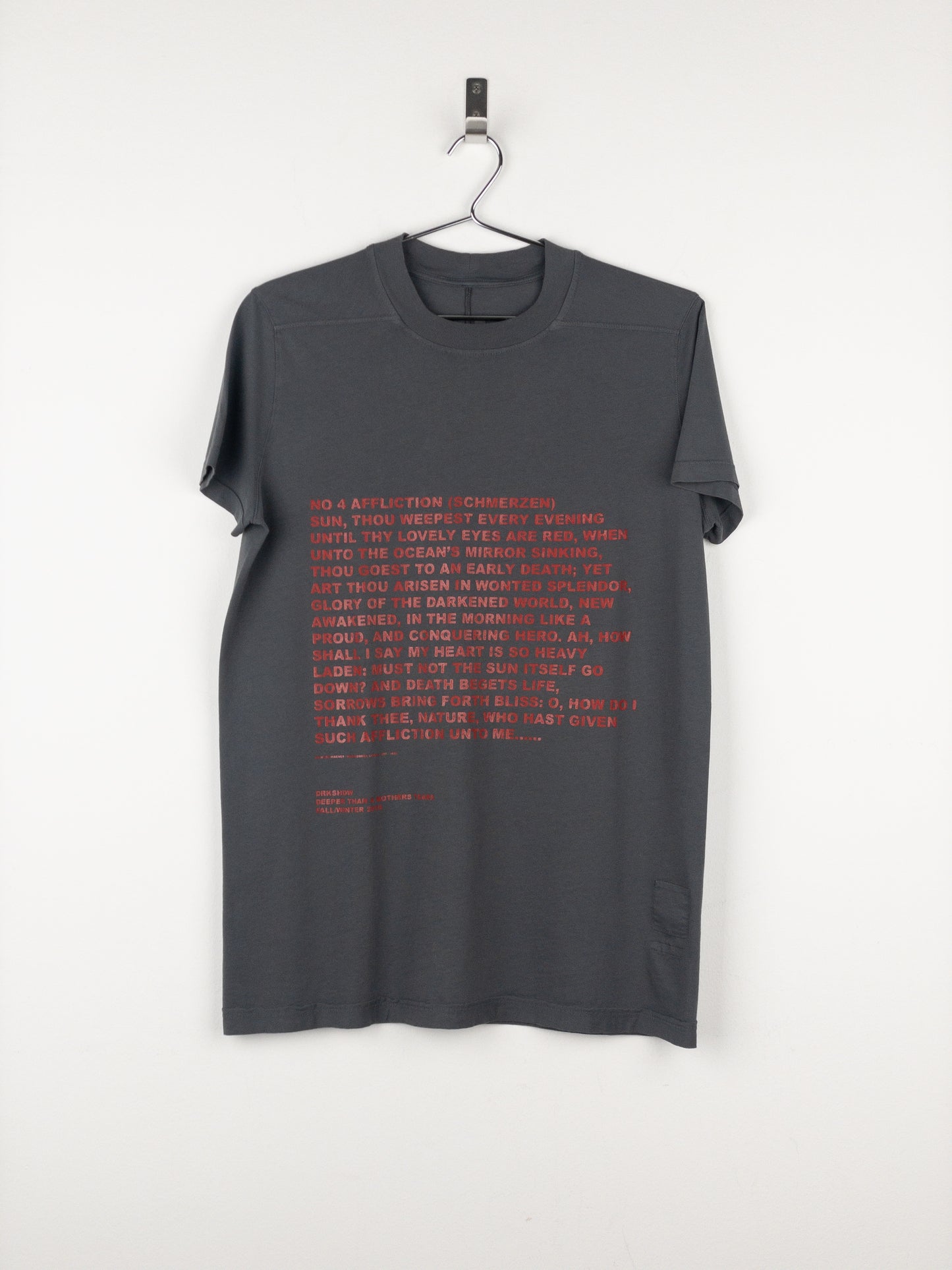 Rick Owens AW19 ‘Larry’ Affliction Poem Print Level T-Shirt