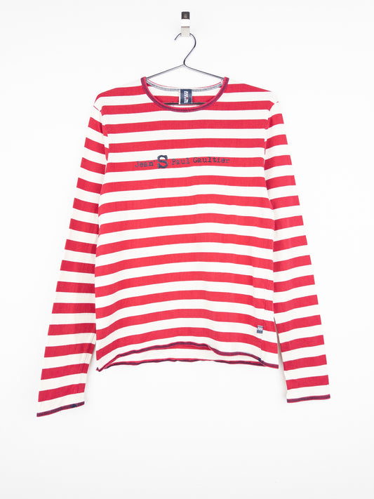 Jean Paul Gaultier 90s Sailor-Striped Heart Cutout Longsleeve Shirt