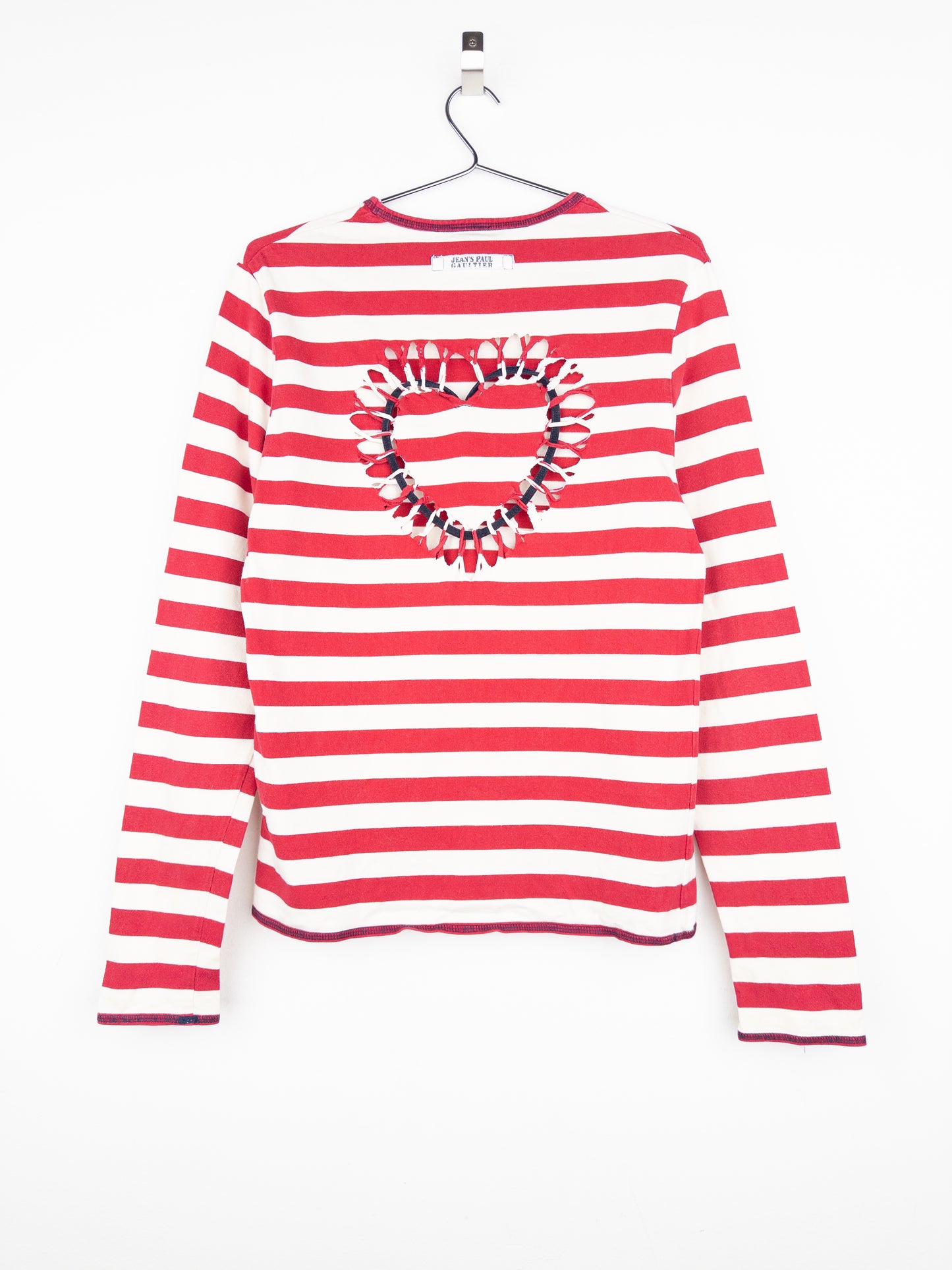 Jean Paul Gaultier 90s Sailor-Striped Heart Cutout Longsleeve Shirt