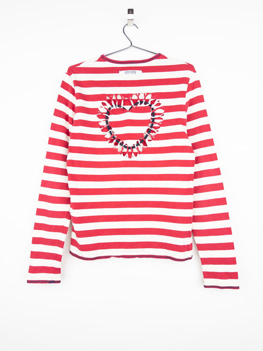Jean Paul Gaultier 90s Sailor-Striped Heart Cutout Longsleeve Shirt