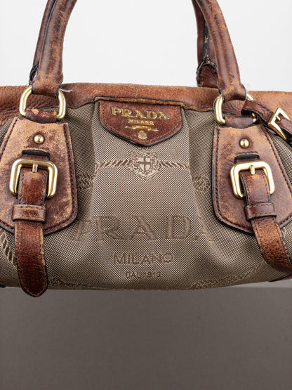Prada 2000s Jacquard Canvas Handbag