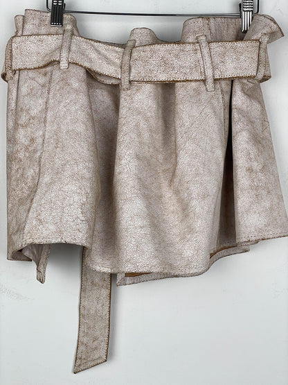 Ann Demeulemeester SS02 Cracked White Paint Leather Skirt