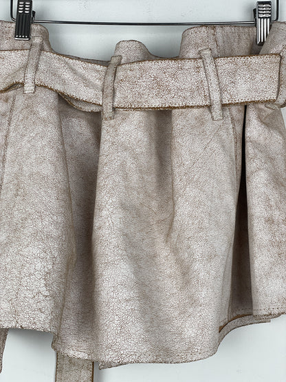 Ann Demeulemeester SS02 Cracked White Paint Leather Skirt
