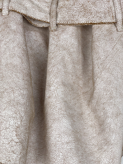 Ann Demeulemeester SS02 Cracked White Paint Leather Skirt