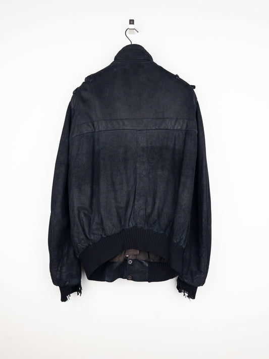 Rick Owens AW04 QUEEN Blistered Leather Police Bomber Jacket