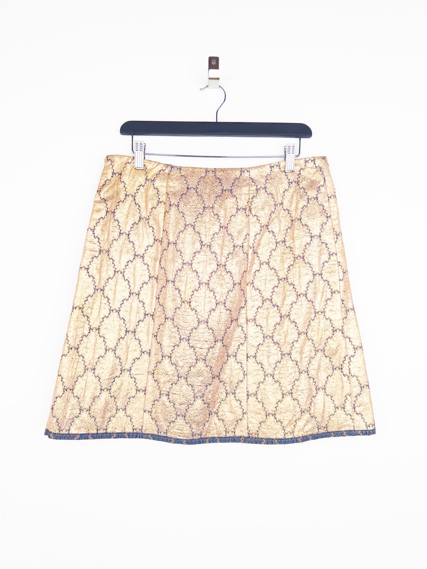 Prada SS02 Gold-Colored Silk Brocade Tank Top and Midi Skirt Set