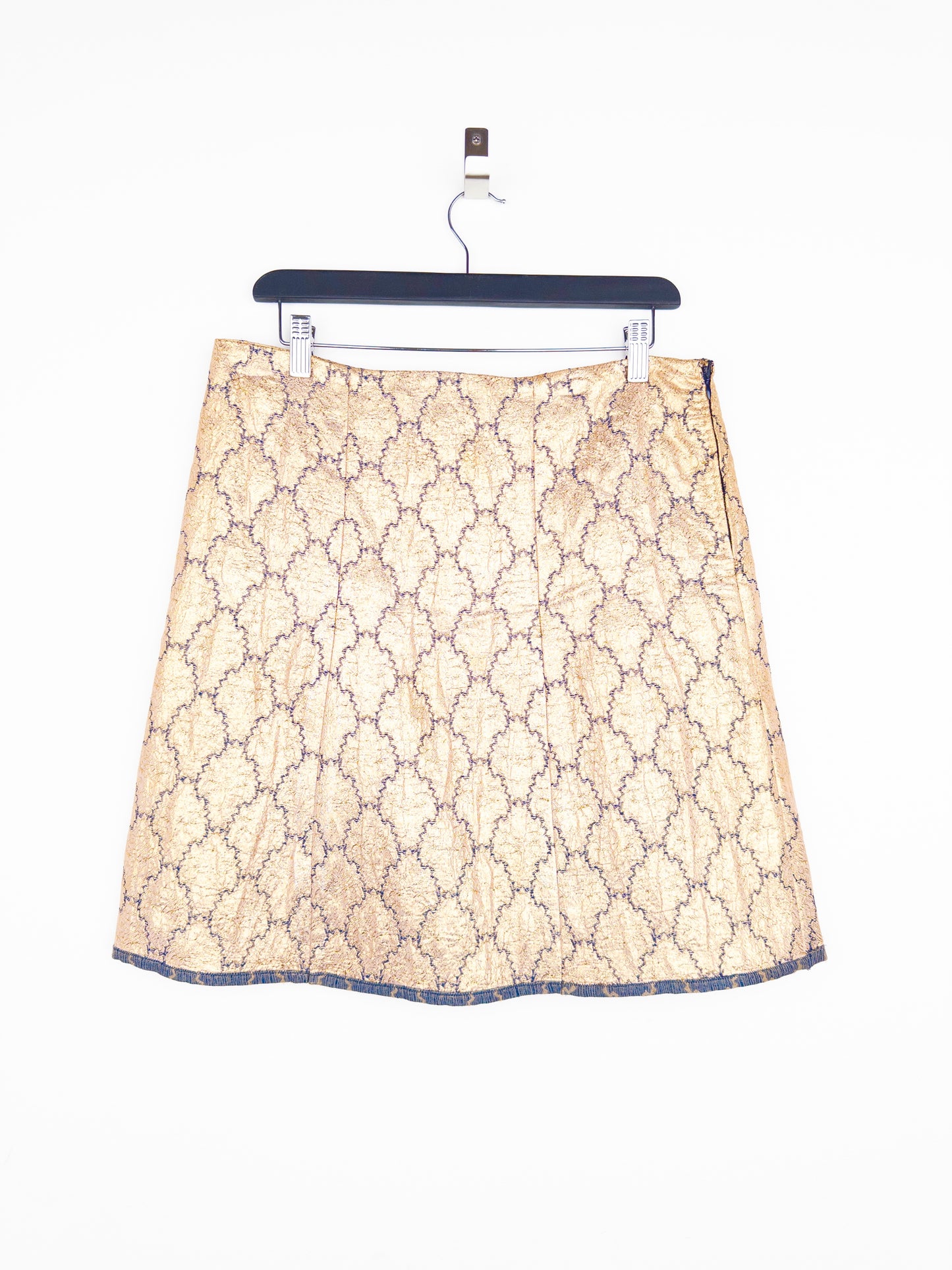 Prada SS02 Gold-Colored Silk Brocade Tank Top and Midi Skirt Set