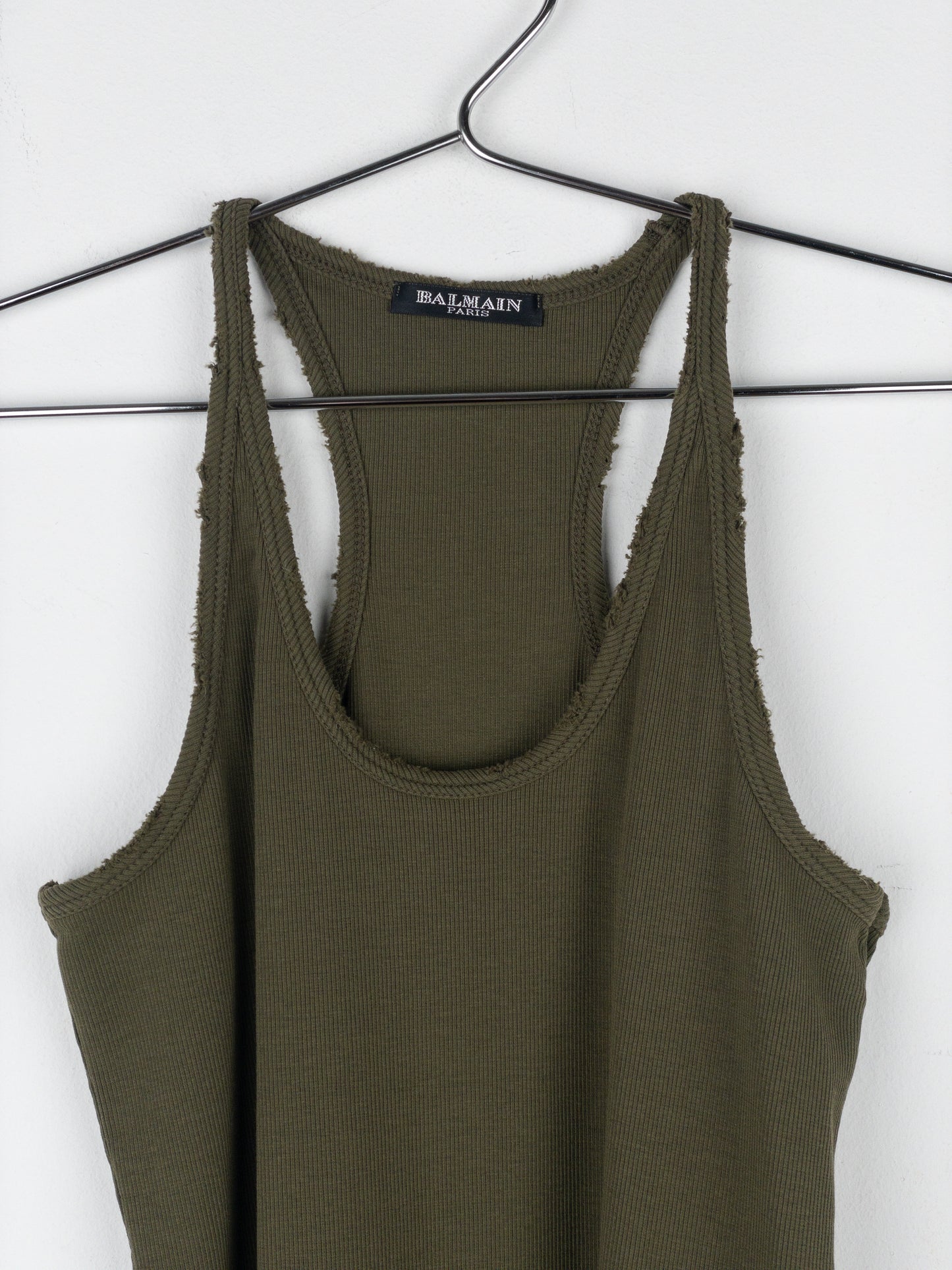 Balmain by Decarnin Distressed Ribbed Tank Top
