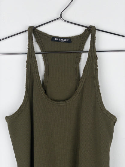 Balmain by Decarnin Distressed Ribbed Tank Top