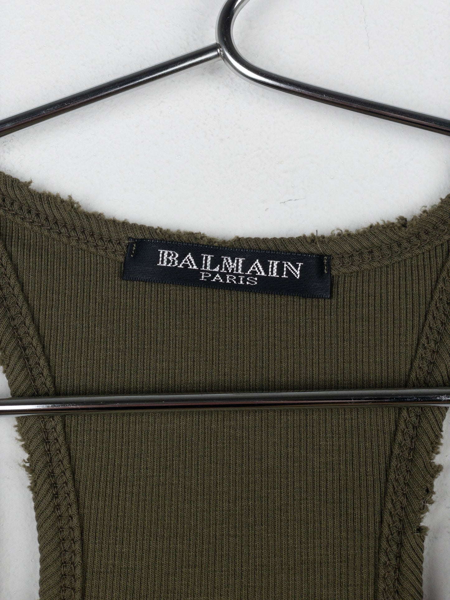 Balmain by Decarnin Distressed Ribbed Tank Top