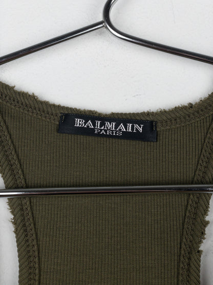 Balmain by Decarnin Distressed Ribbed Tank Top