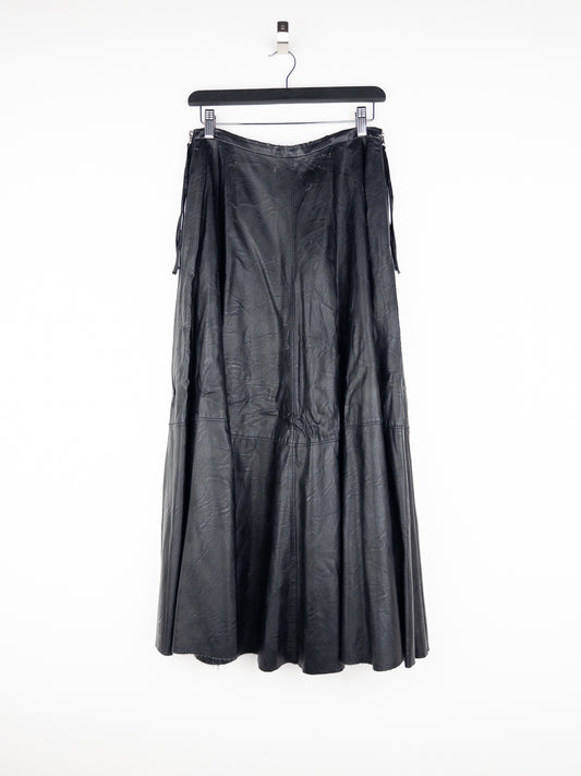Maison Margiela MM6 Pleated Faux Leather Maxi Skirt