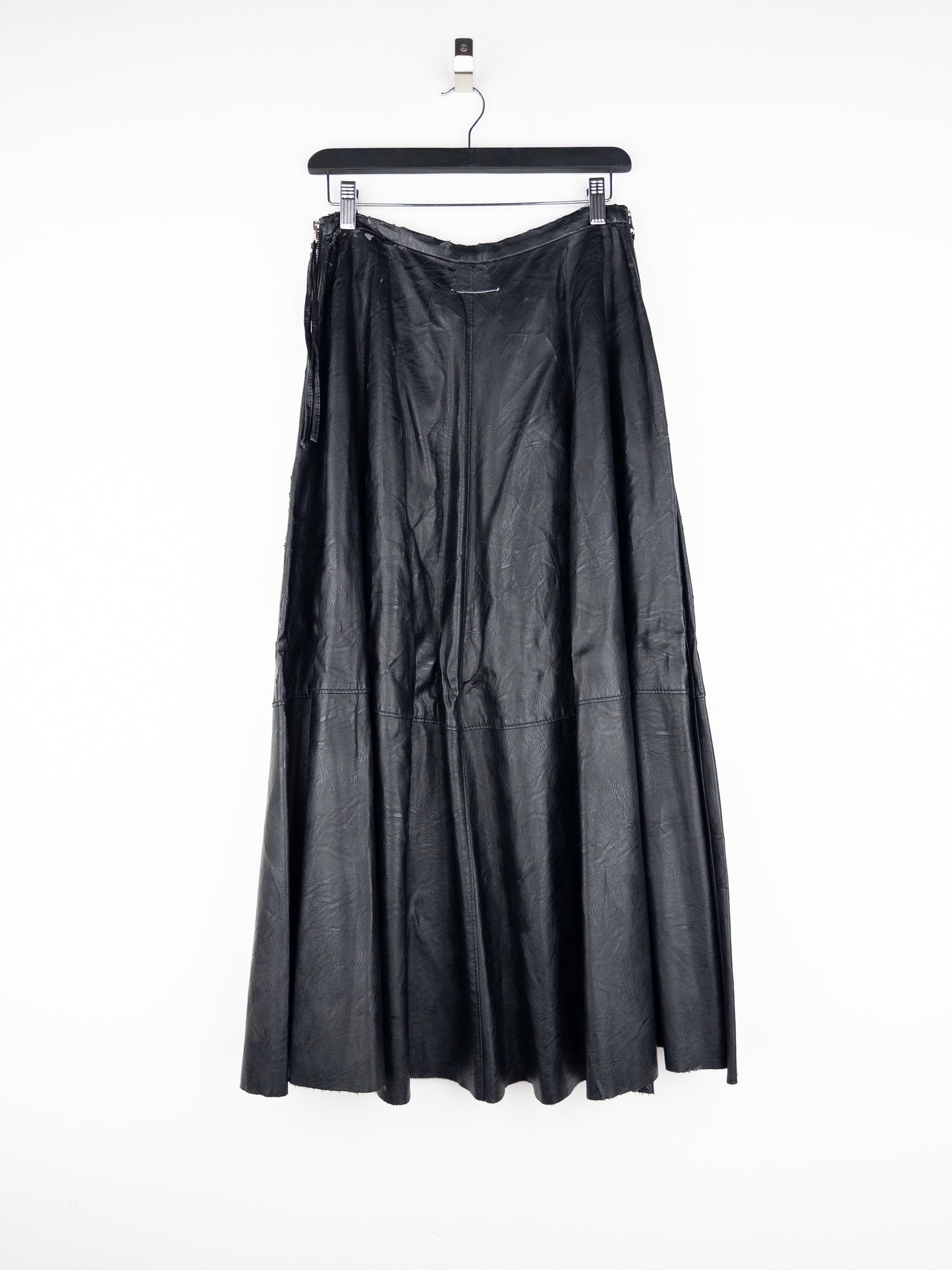 Maison Margiela MM6 Pleated Faux Leather Maxi Skirt