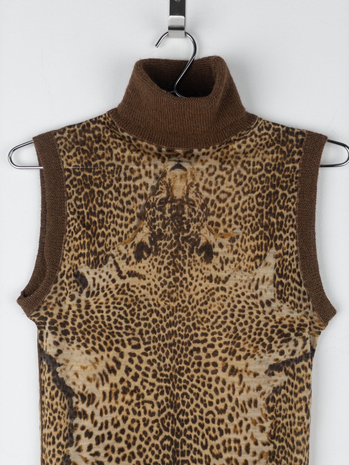 Jean Paul Gaultier AW98 Leopard Knit Mesh Turtleneck Vest Top