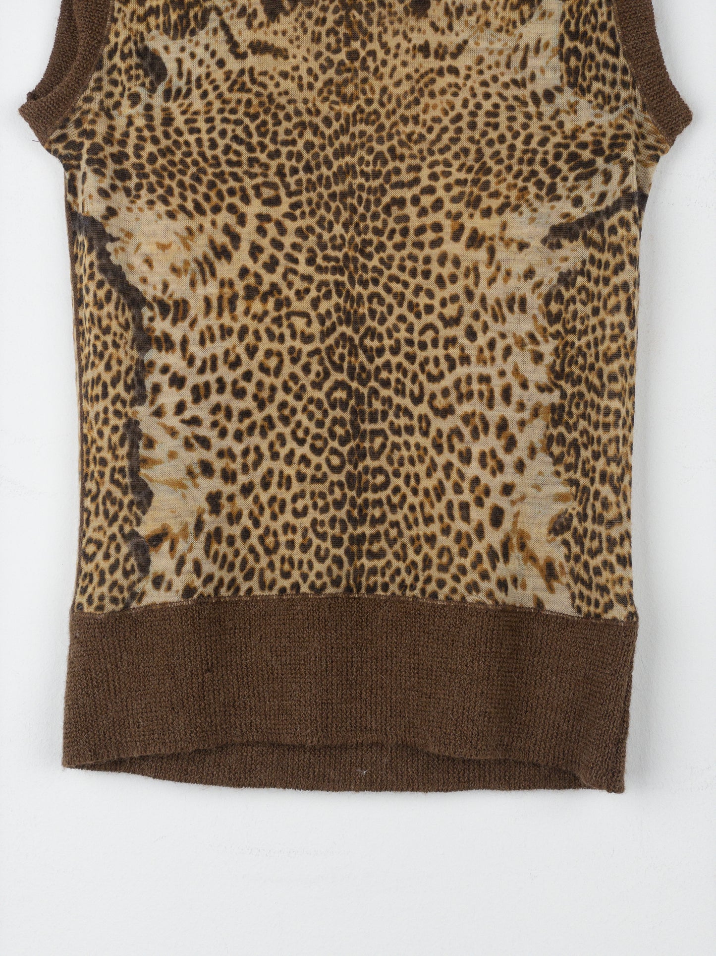 Jean Paul Gaultier AW98 Leopard Knit Mesh Turtleneck Vest Top