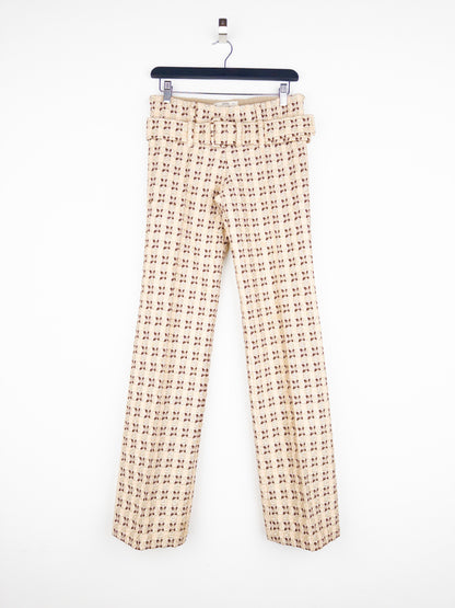 Prada SS02 Gold-Colored Silk Brocade Belted Pants