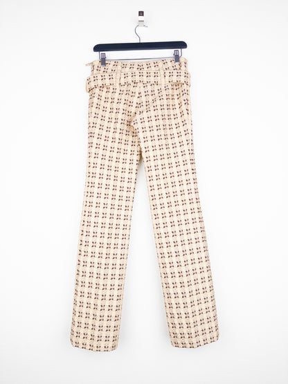 Prada SS02 Gold-Colored Silk Brocade Belted Pants