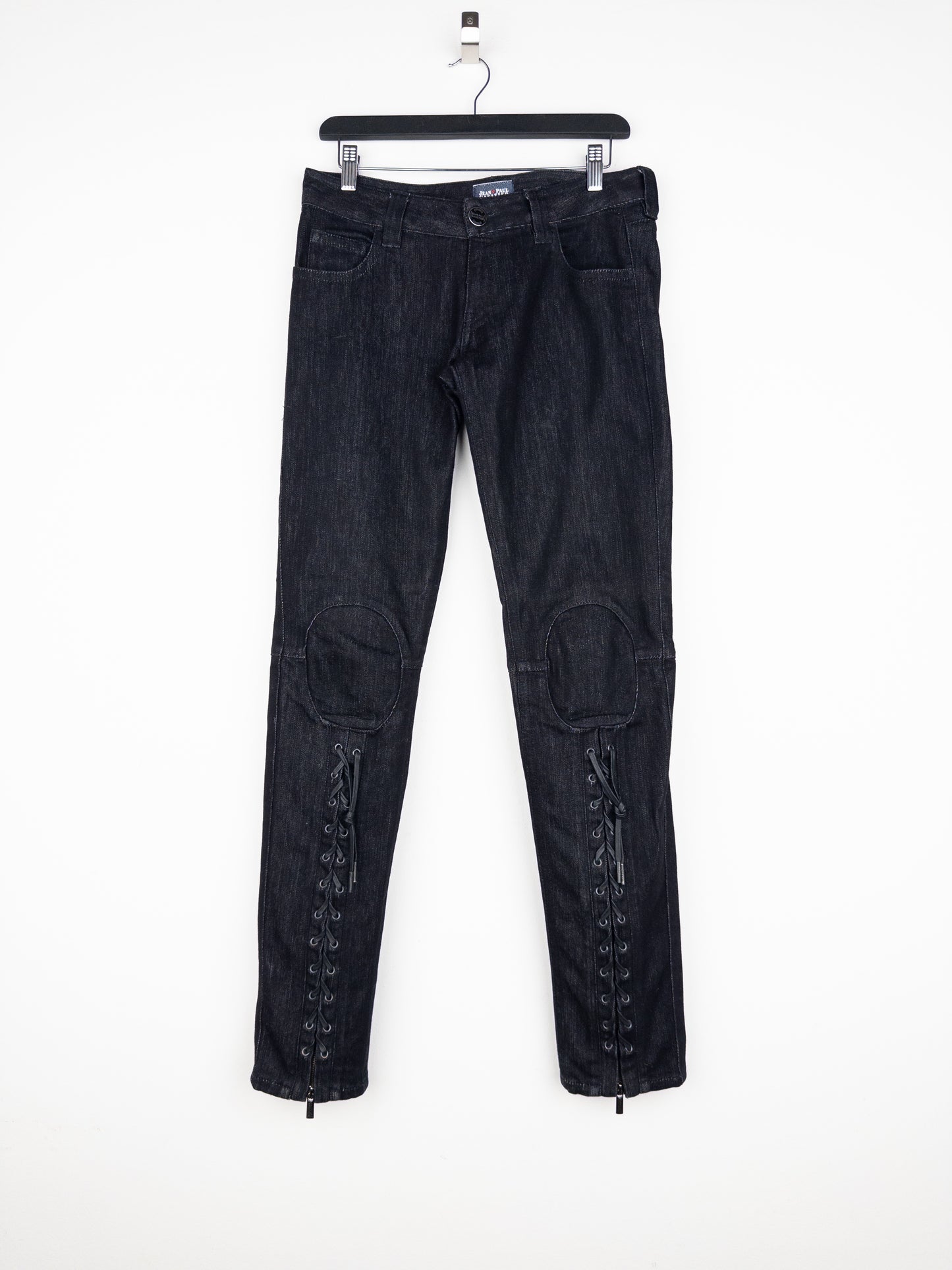 Jean Paul Gaultier 2000s Lace Bondage Denim Biker Jeans