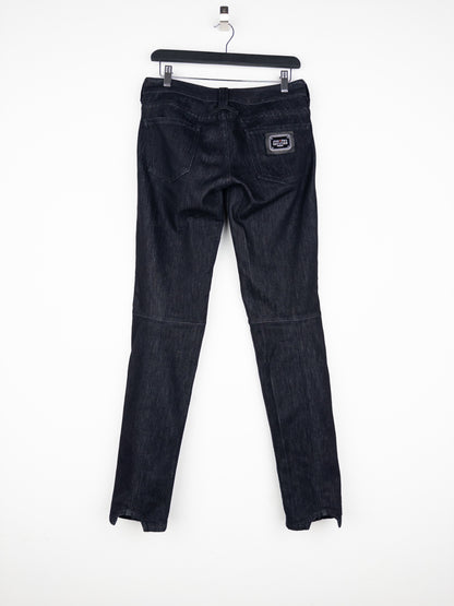 Jean Paul Gaultier 2000s Lace Bondage Denim Biker Jeans