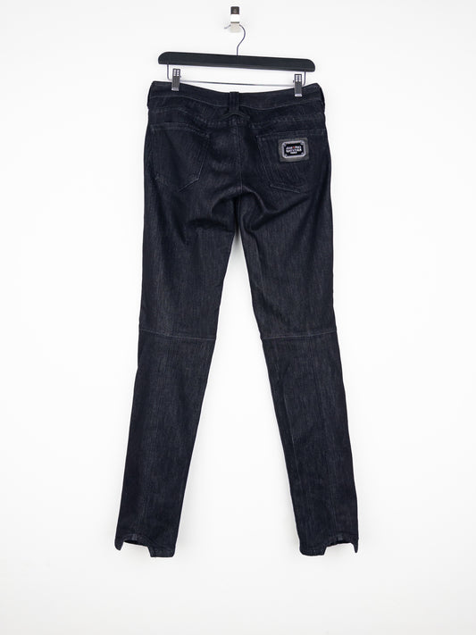 Jean Paul Gaultier 2000s Lace Bondage Denim Biker Jeans