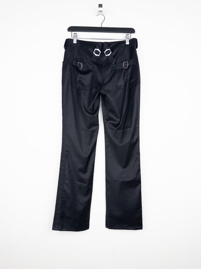 Dior by Galliano SS03 Coated Bootcut Bondage Biker Pants