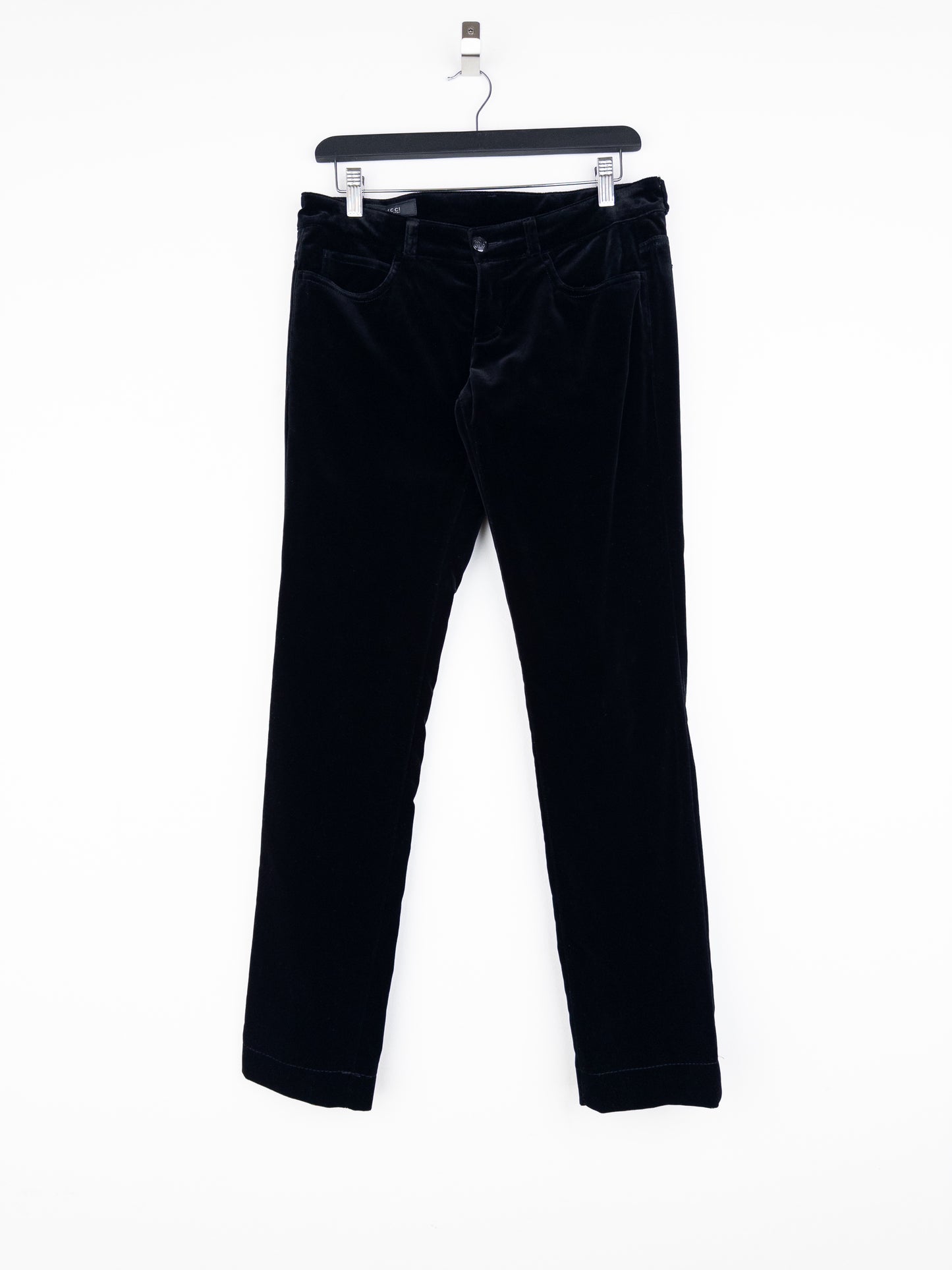 Gucci by Tom Ford AW01 Logo-Embroidered Flared Velvet Pants