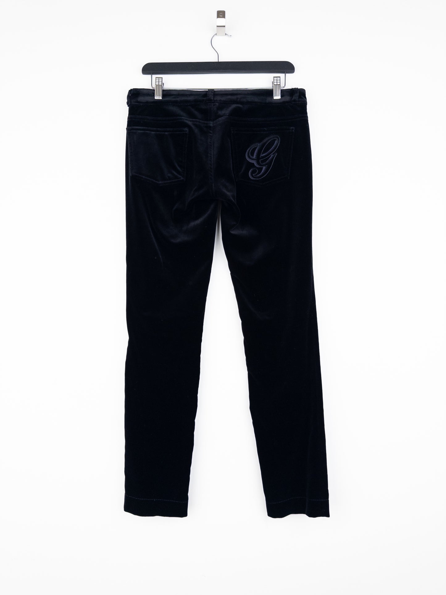 Gucci by Tom Ford AW01 Logo-Embroidered Flared Velvet Pants
