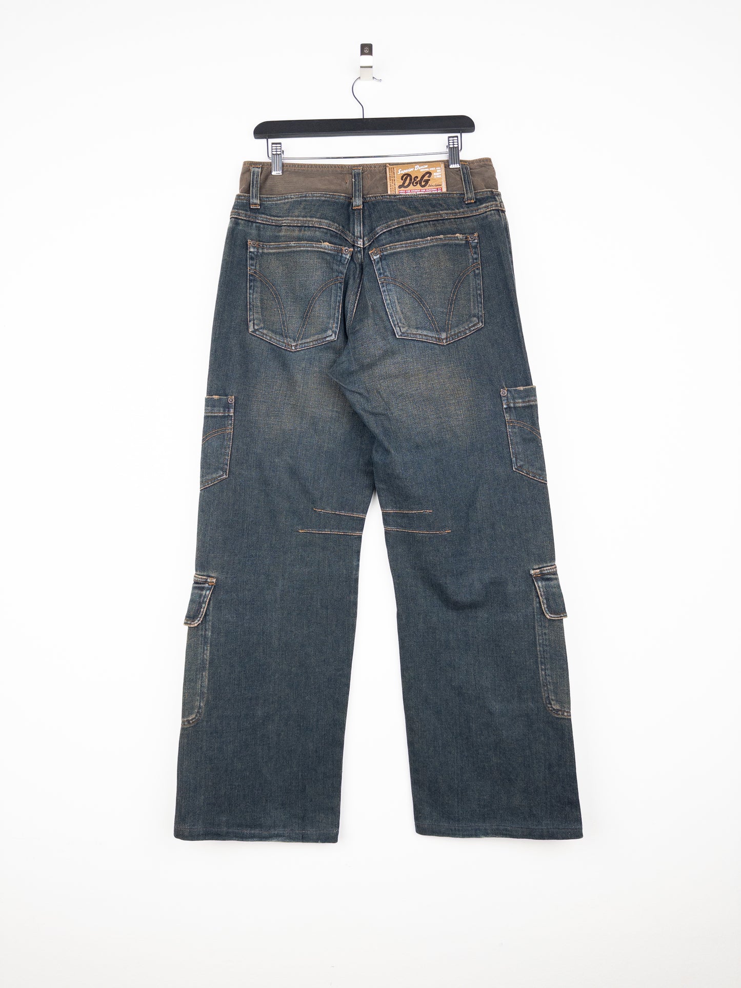 Dolce & Gabbana AW03 Double Waist Denim Cargo Pants