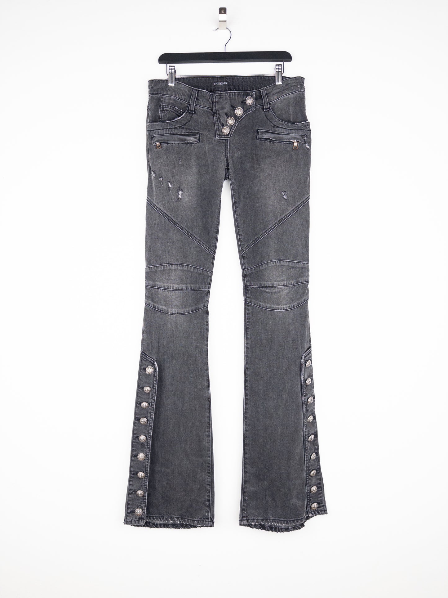 Balmain by Decarnin AW10 Flared Napoleon Biker Denim Jeans