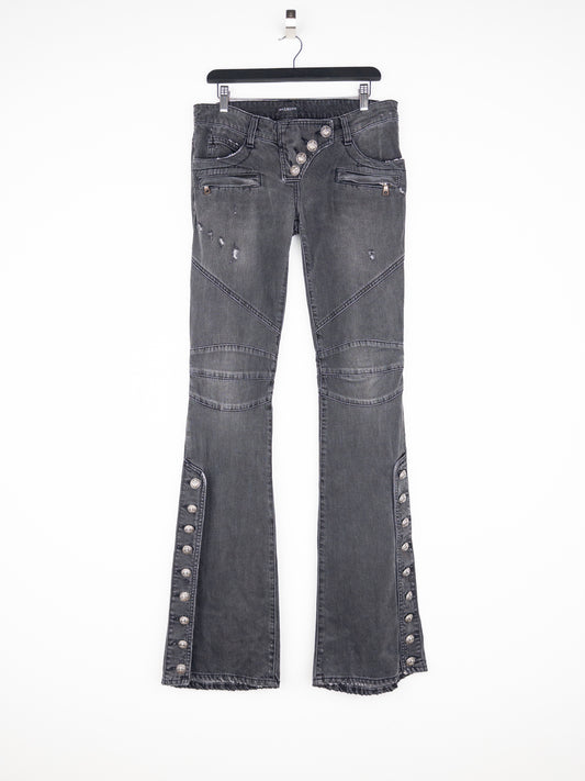 Balmain by Decarnin AW10 Flared Napoleon Biker Denim Jeans