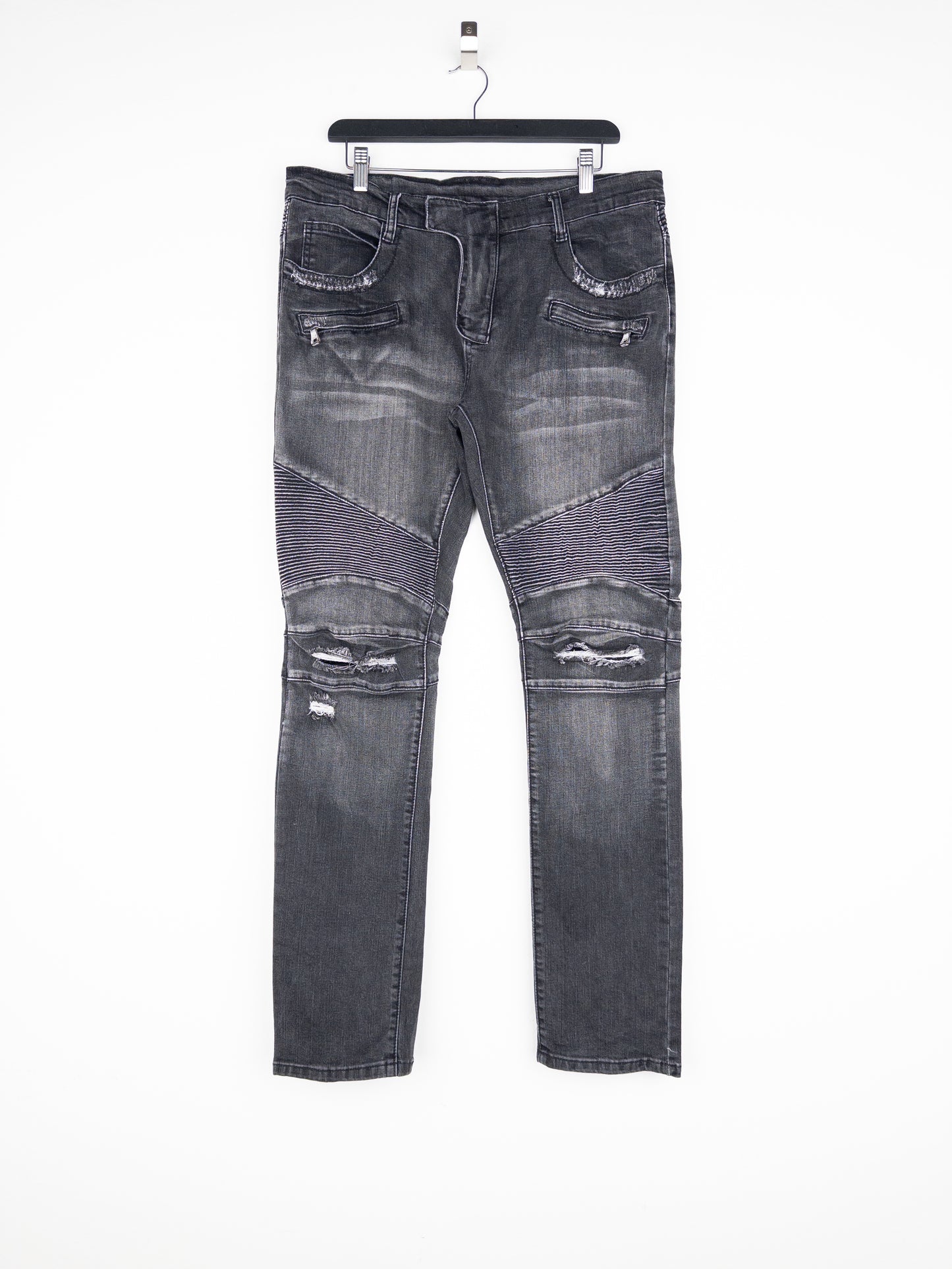 Balmain Distressed Biker Denim Jeans