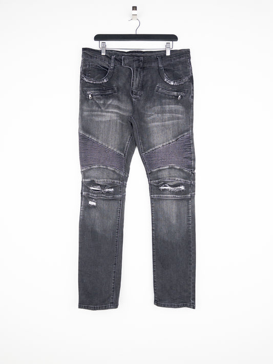 Balmain Distressed Biker Denim Jeans