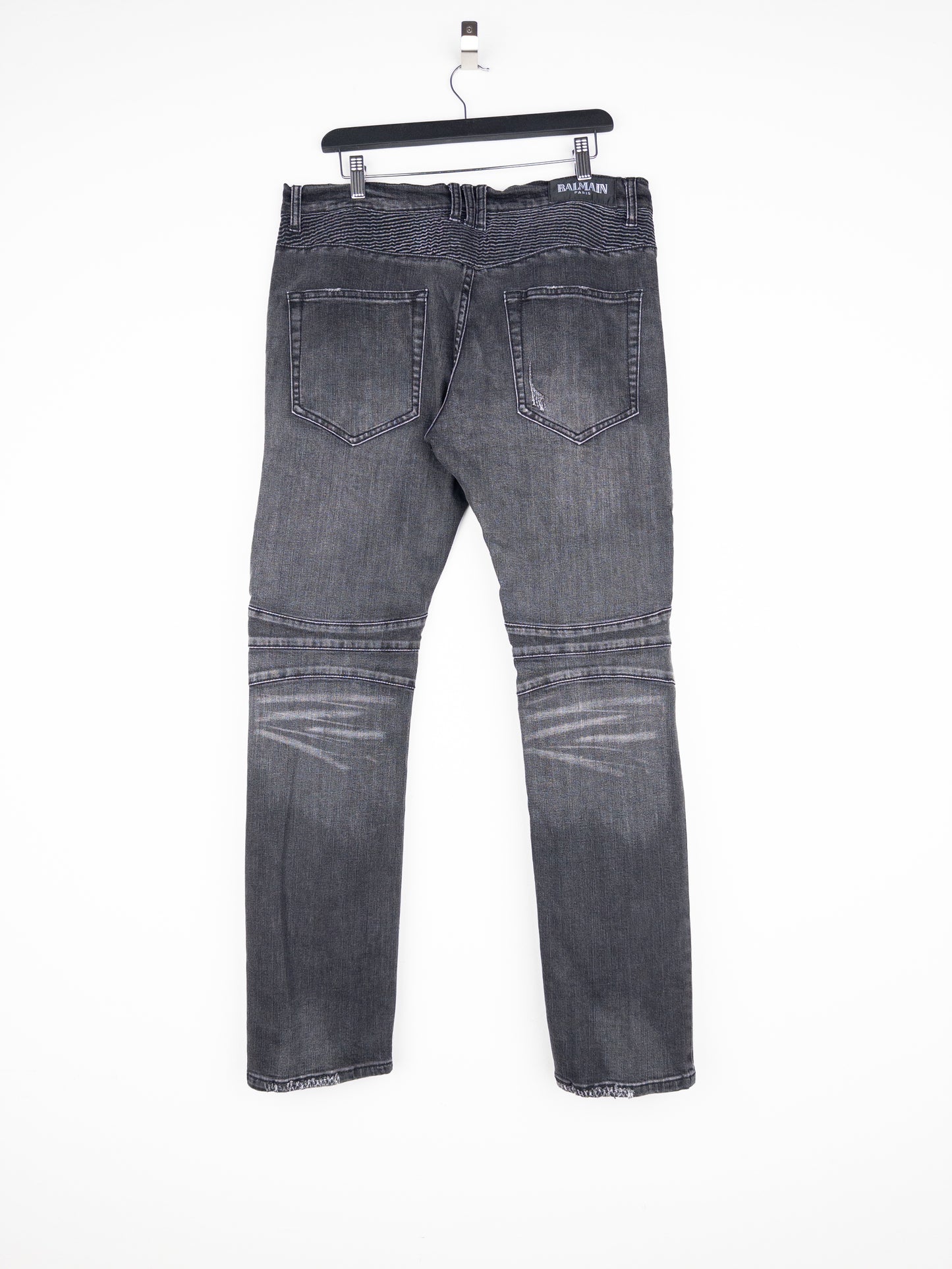Balmain Distressed Biker Denim Jeans