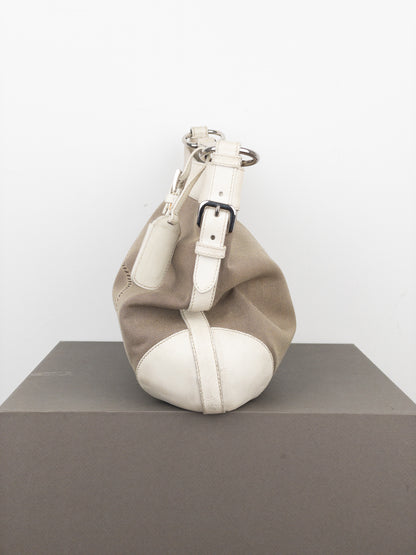 Prada 2000s Jacquard Canvas Hobo Shoulder Bag