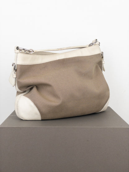 Prada 2000s Jacquard Canvas Hobo Shoulder Bag