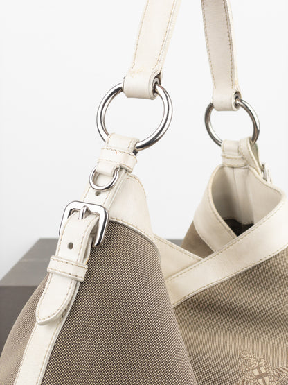 Prada 2000s Jacquard Canvas Hobo Shoulder Bag