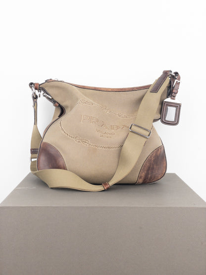 Prada 2000s Jacquard Canvas Crossbody Bag