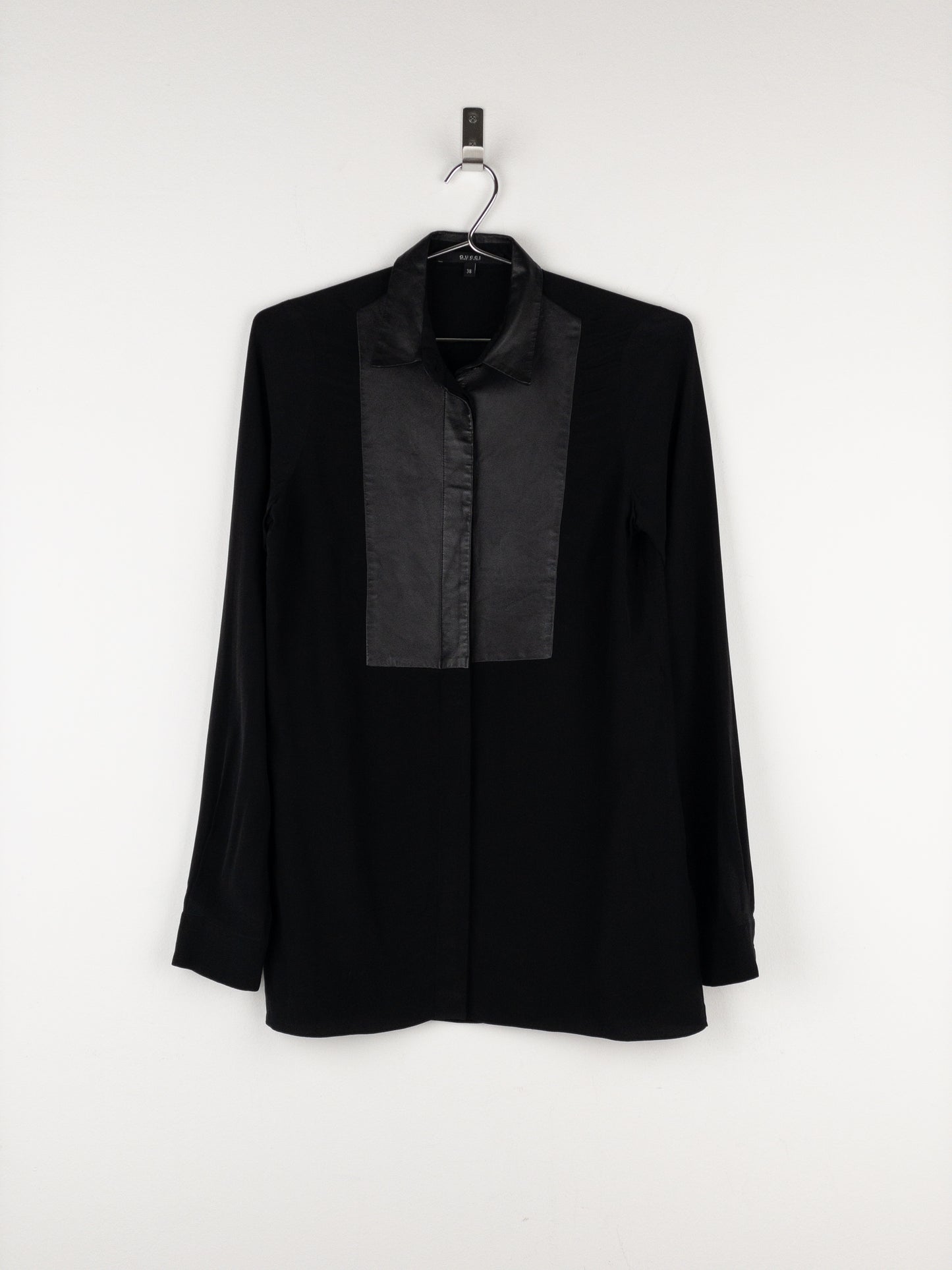 Gucci SS15 Leather Pannel Button-Up Blouse