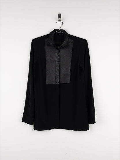 Gucci SS15 Leather Pannel Button-Up Blouse
