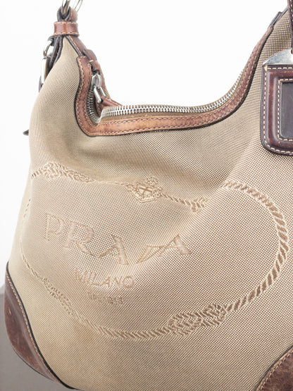 Prada 2000s Jacquard Canvas Crossbody Bag