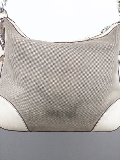 Prada 2000s Jacquard Canvas Crossbody Bag (beige, white)