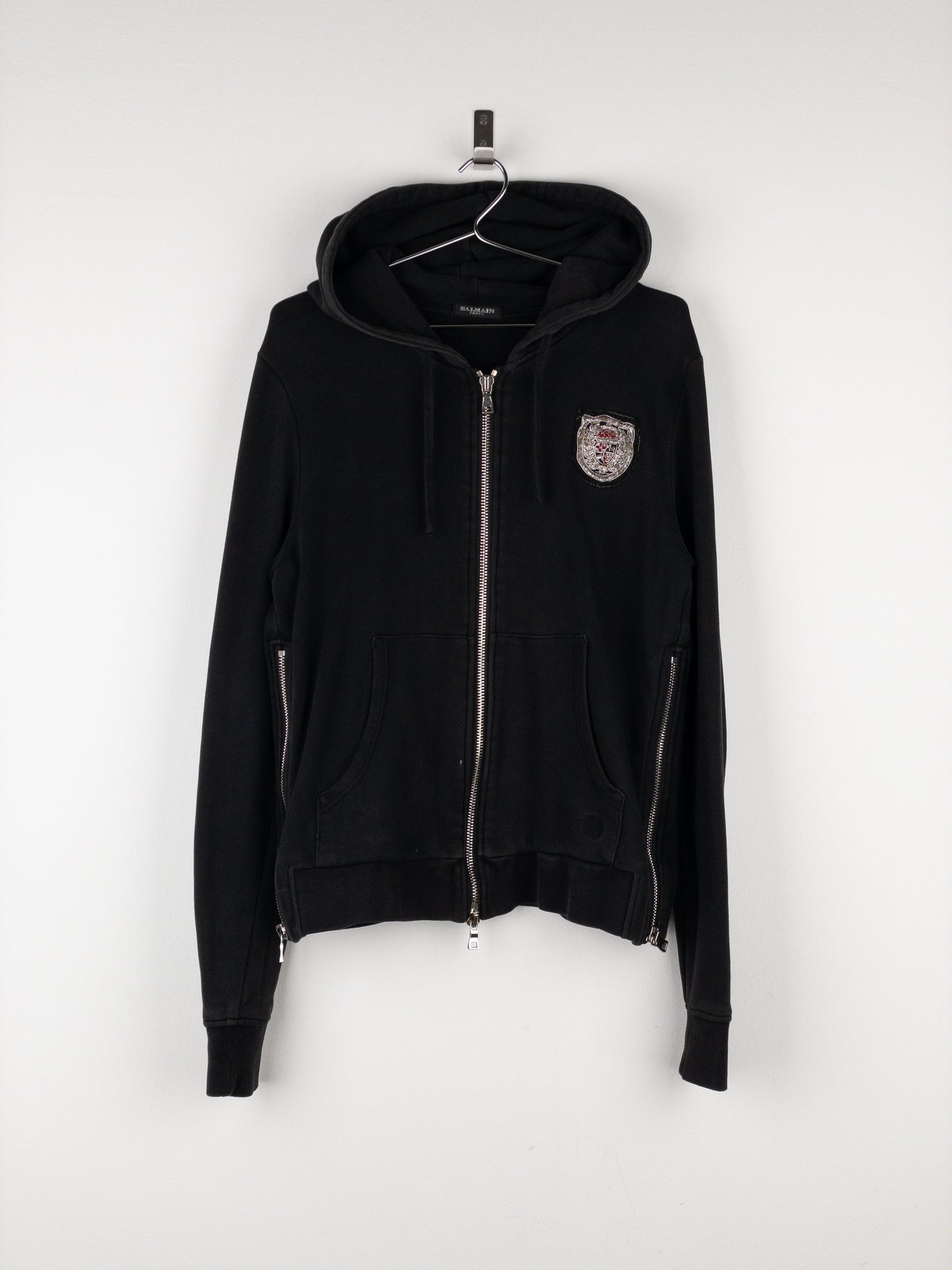 Balmain by Decarnin Crest Badge Zip Hoodie