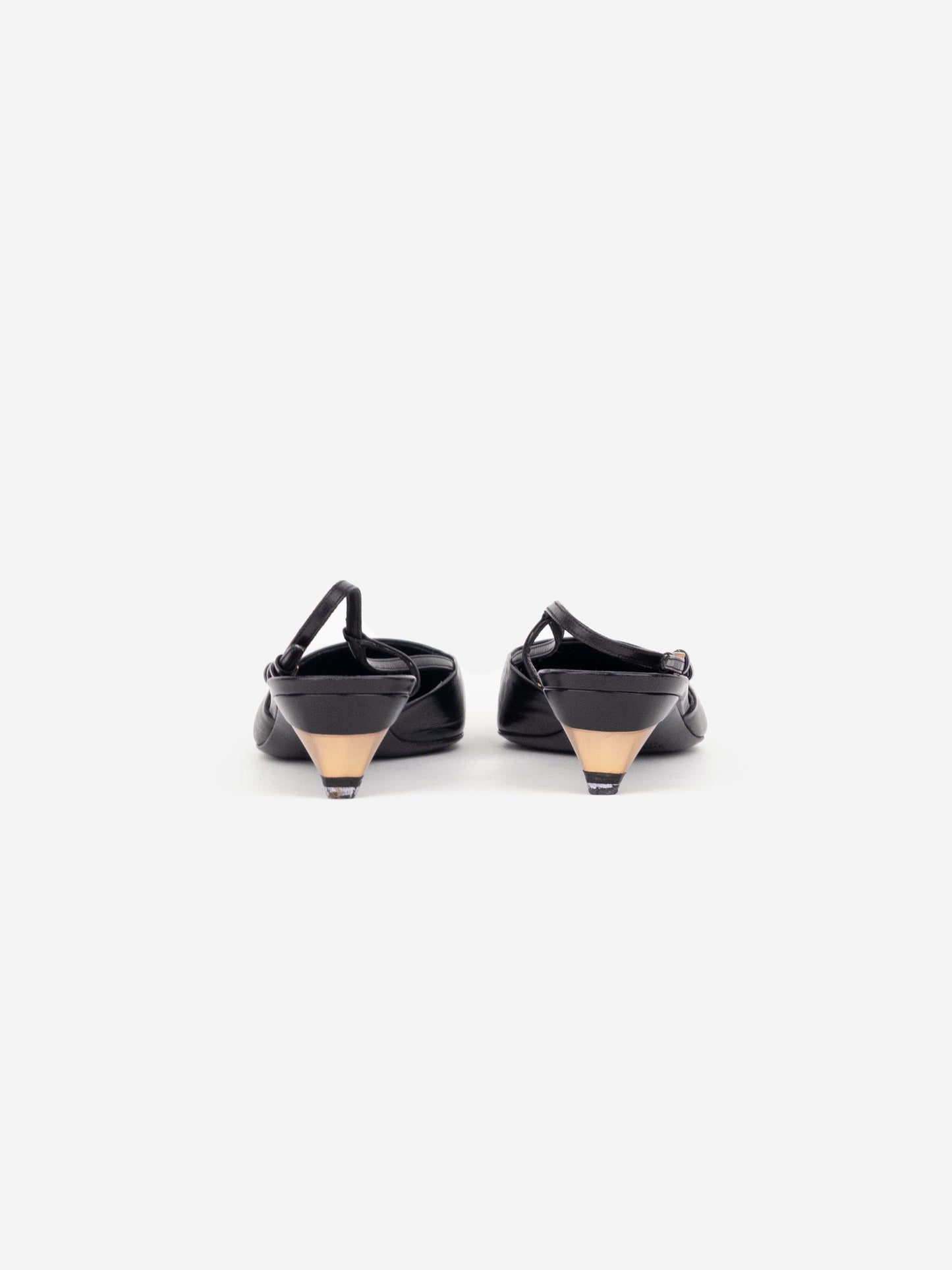 Prada 2000s Square Toe Multi-Buckle Slingback Kitten Heels