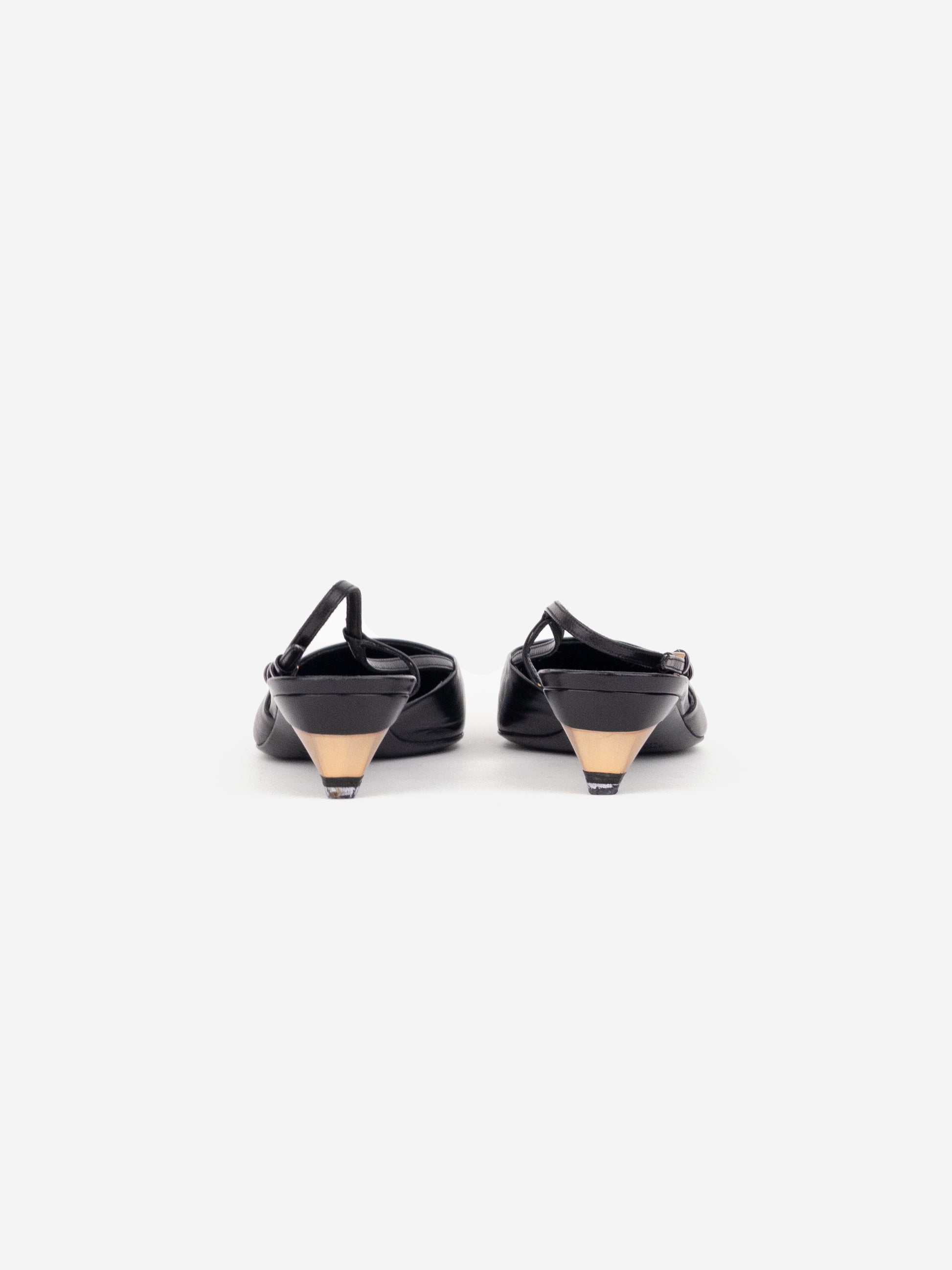 Prada 2000s Square Toe Multi-Buckle Slingback Kitten Heels