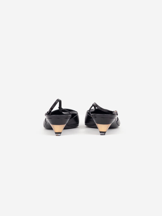 Prada 2000s Square Toe Multi-Buckle Slingback Kitten Heels